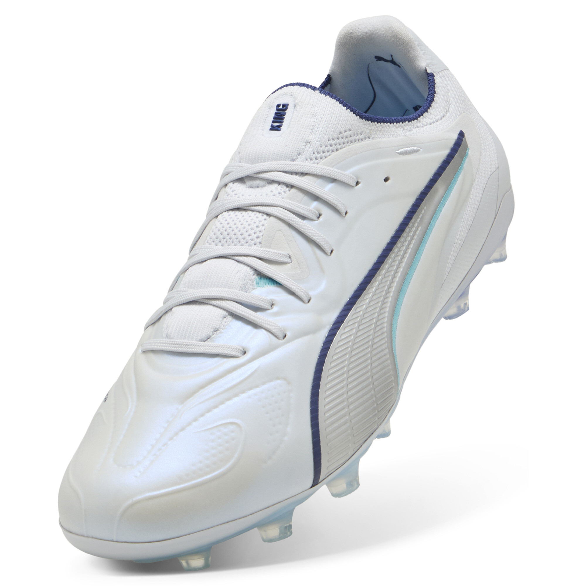 PUMA KING 20 ULTIMATE FG/AG uniseks voetbalschoenen, Blauw/Zilver, Maat 48 thumbnail 2