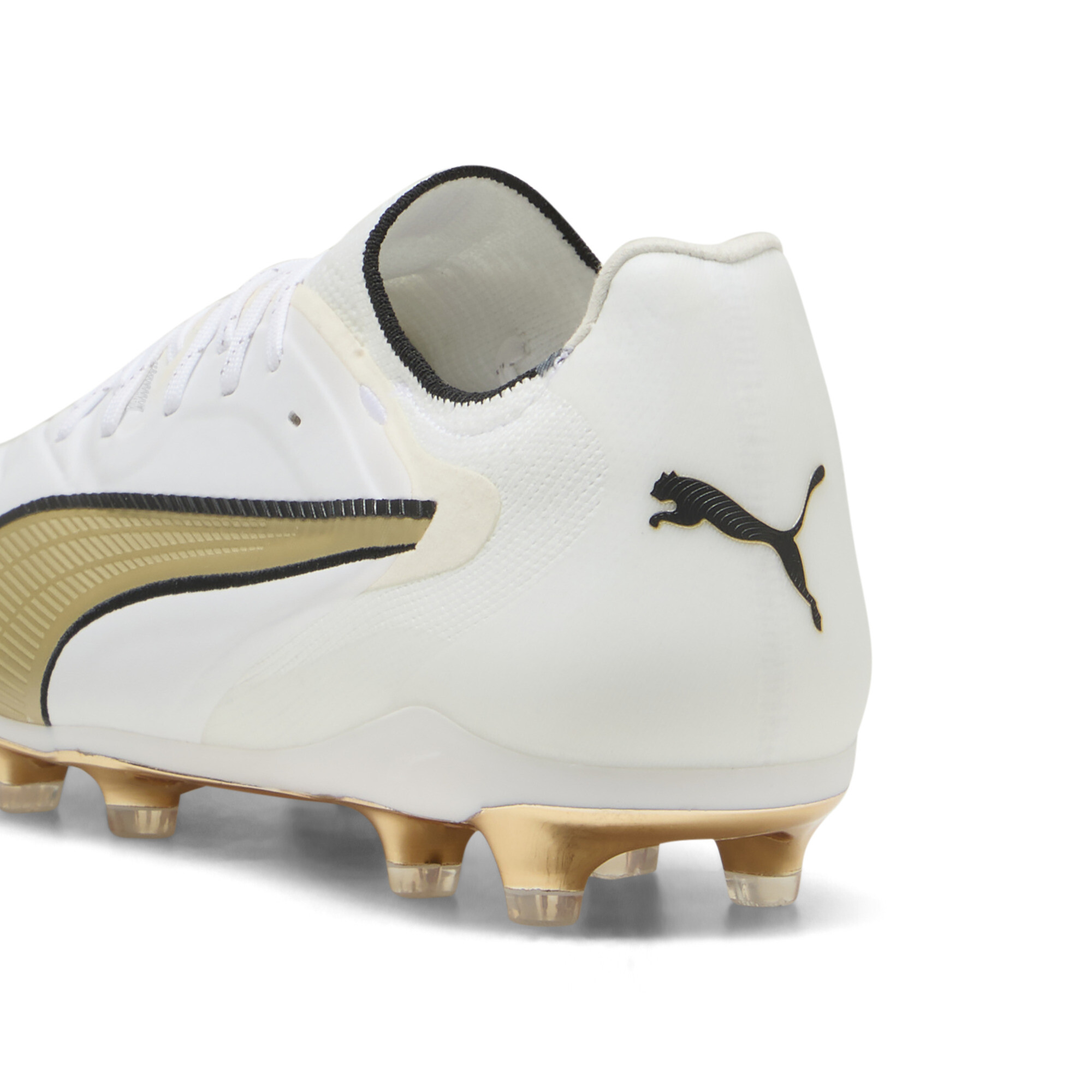 PUMA KING 20 ULTIMATE FG/AG uniseks voetbalschoenen, Zwart/Wit/Goud, Maat 40,5 thumbnail 5