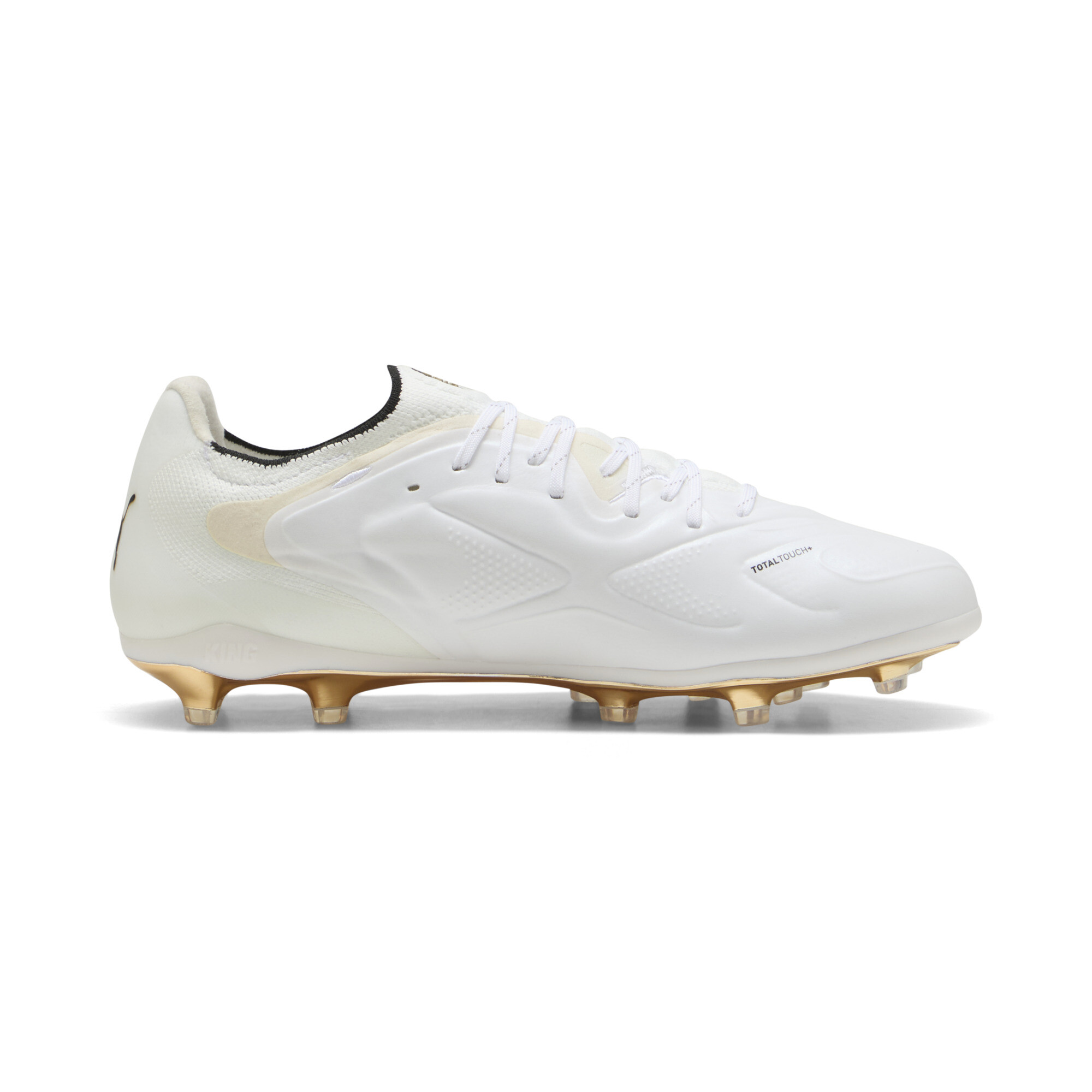 PUMA KING 20 ULTIMATE FG/AG uniseks voetbalschoenen, Zwart/Wit/Goud, Maat 40,5 thumbnail 3
