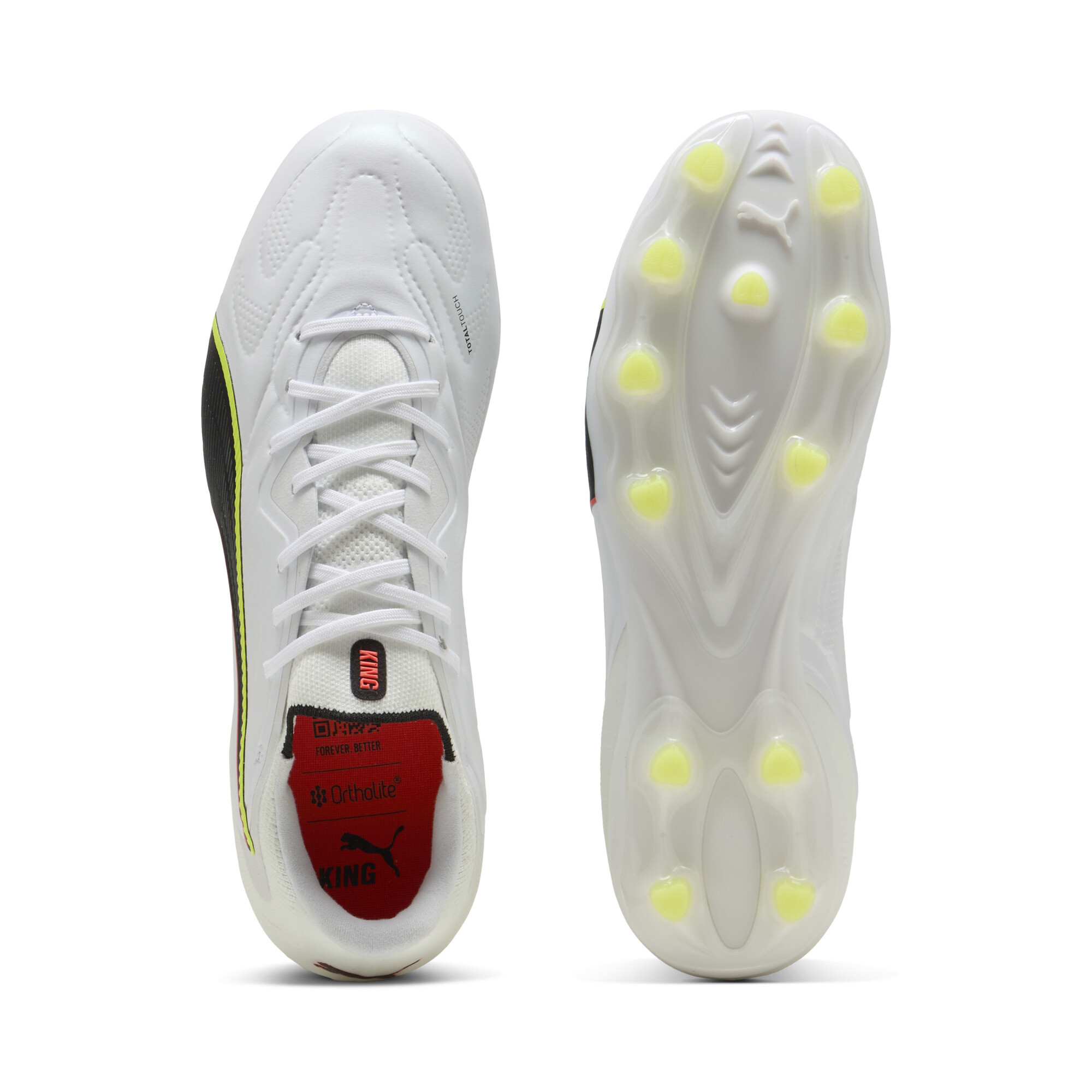 PUMA KING 20 PRO FG/AG uniseks voetbalschoenen, Rood/Geel/Wit, Maat 41 thumbnail 4