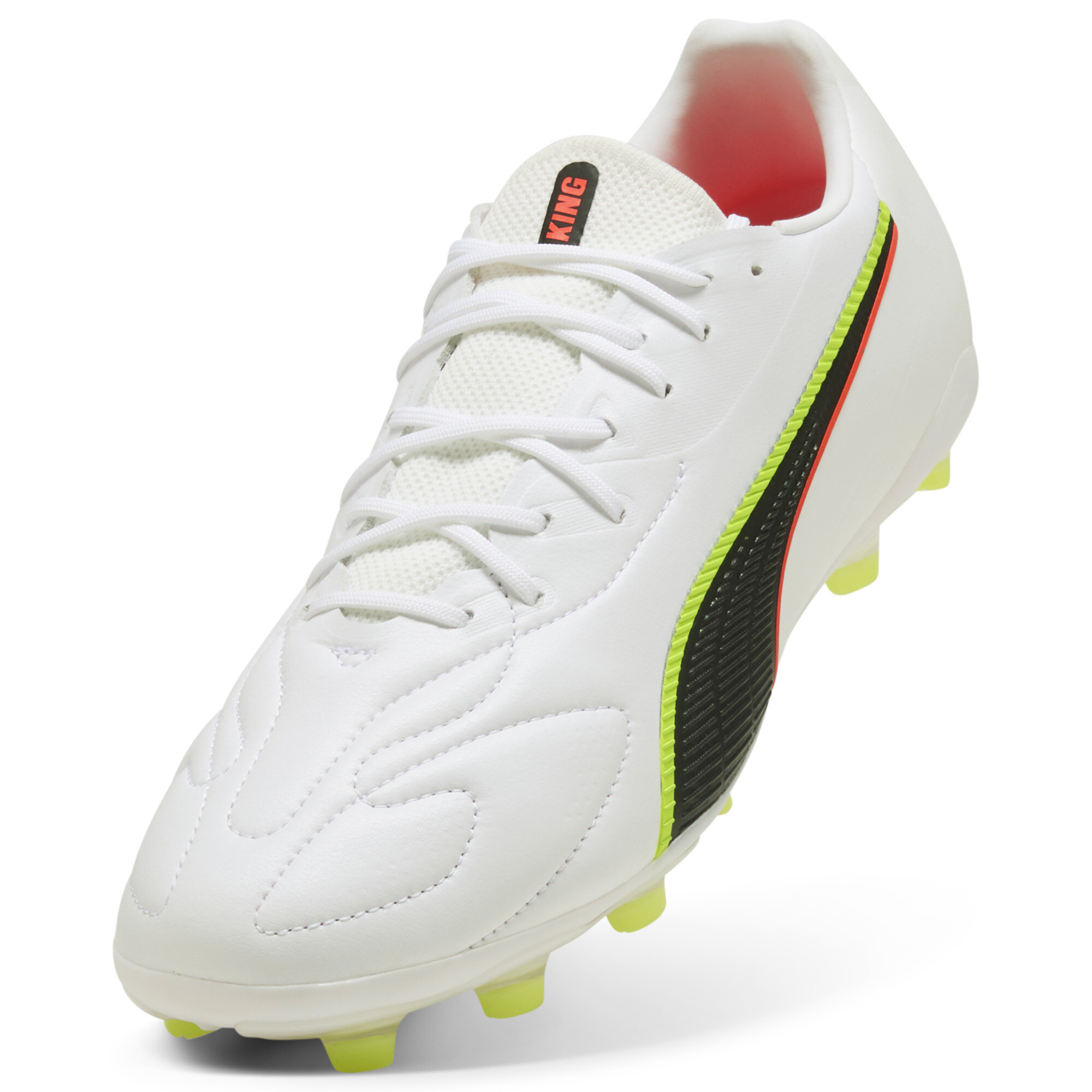 PUMA KING 20 MATCH FG/AG uniseks voetbalschoenen, Rood/Geel/Wit, Maat 40,5 thumbnail 2