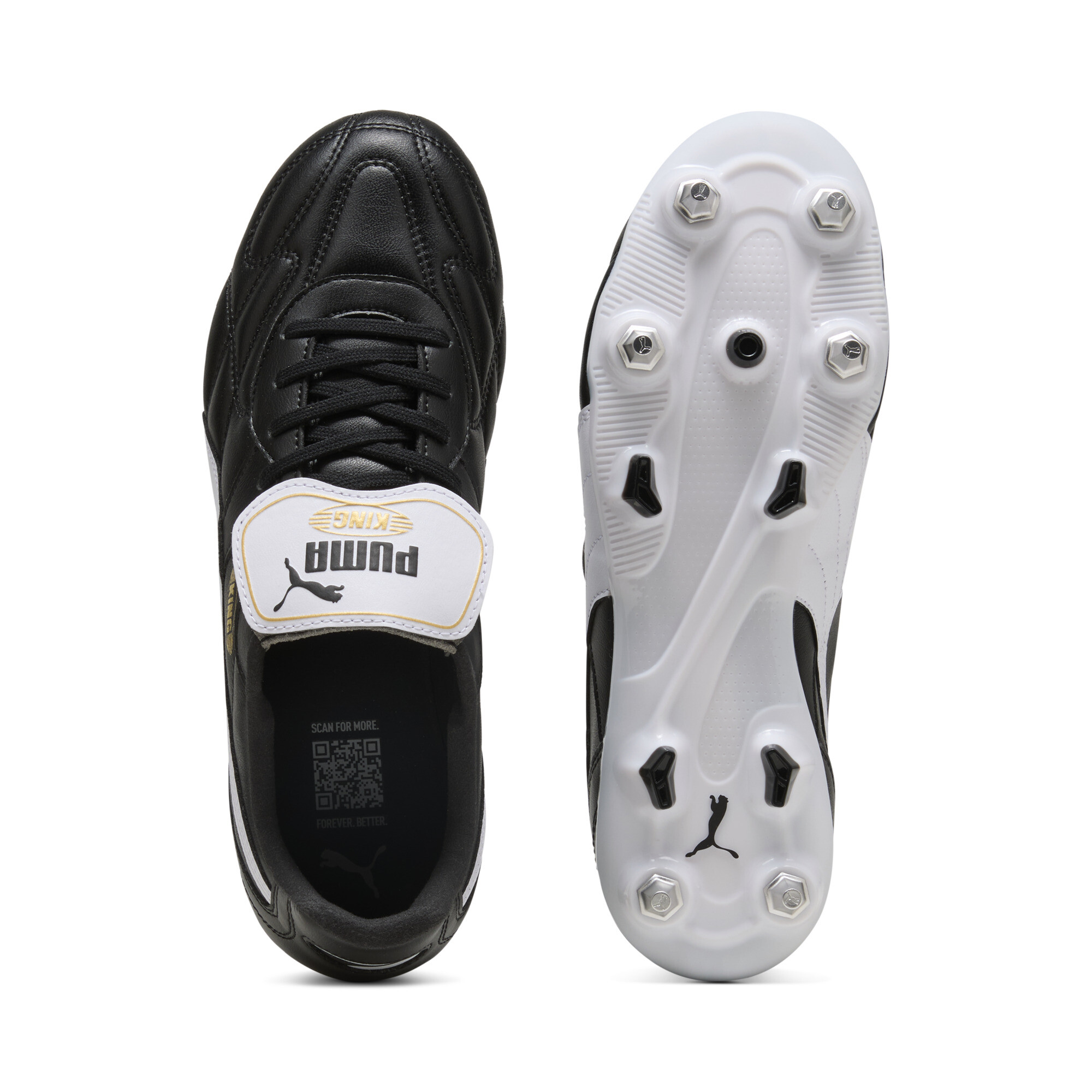 PUMA KING TOP MxSG voetbalschoenen uniseks, Zwart/Wit/Goud, Maat 44,5 thumbnail 4