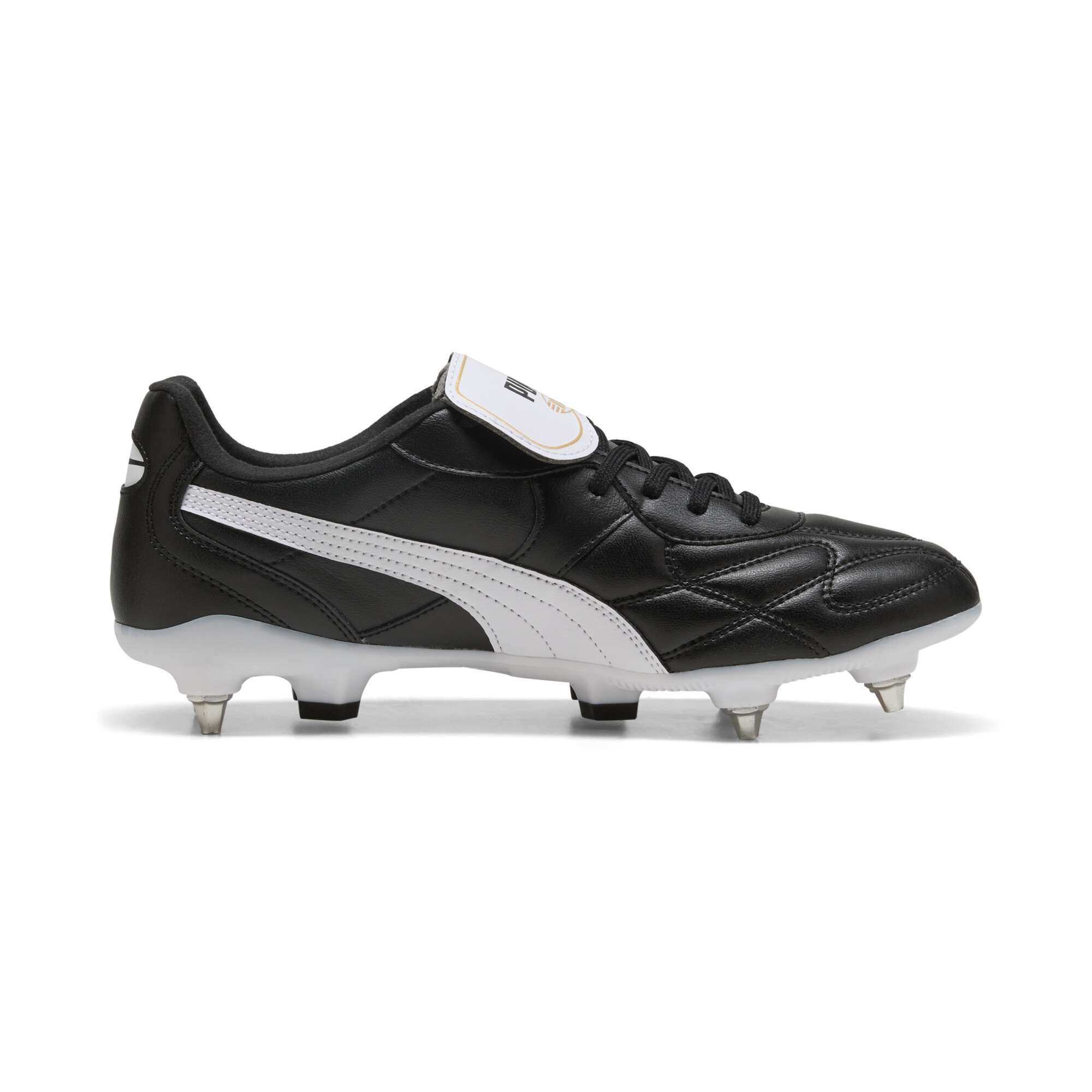 PUMA KING TOP MxSG voetbalschoenen uniseks, Zwart/Wit/Goud, Maat 44,5 thumbnail 3
