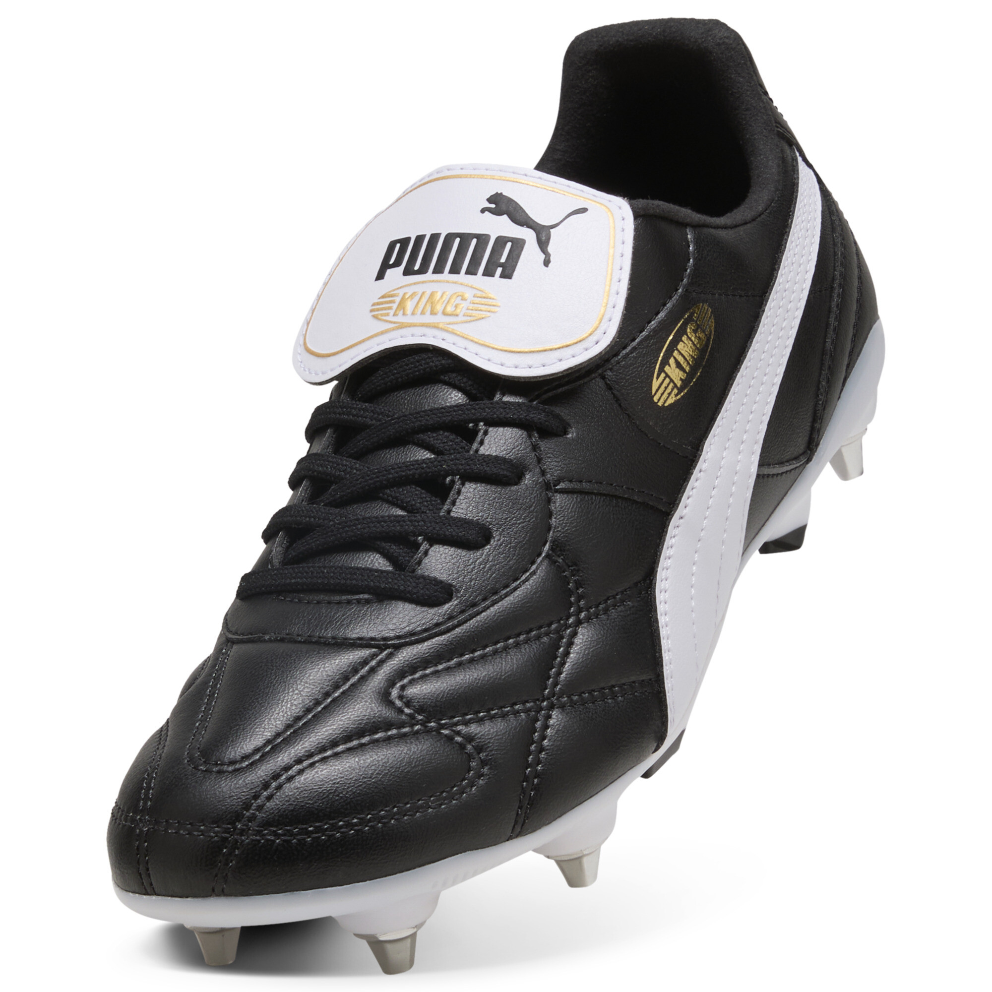 PUMA KING TOP MxSG voetbalschoenen uniseks, Zwart/Wit/Goud, Maat 44,5 thumbnail 2