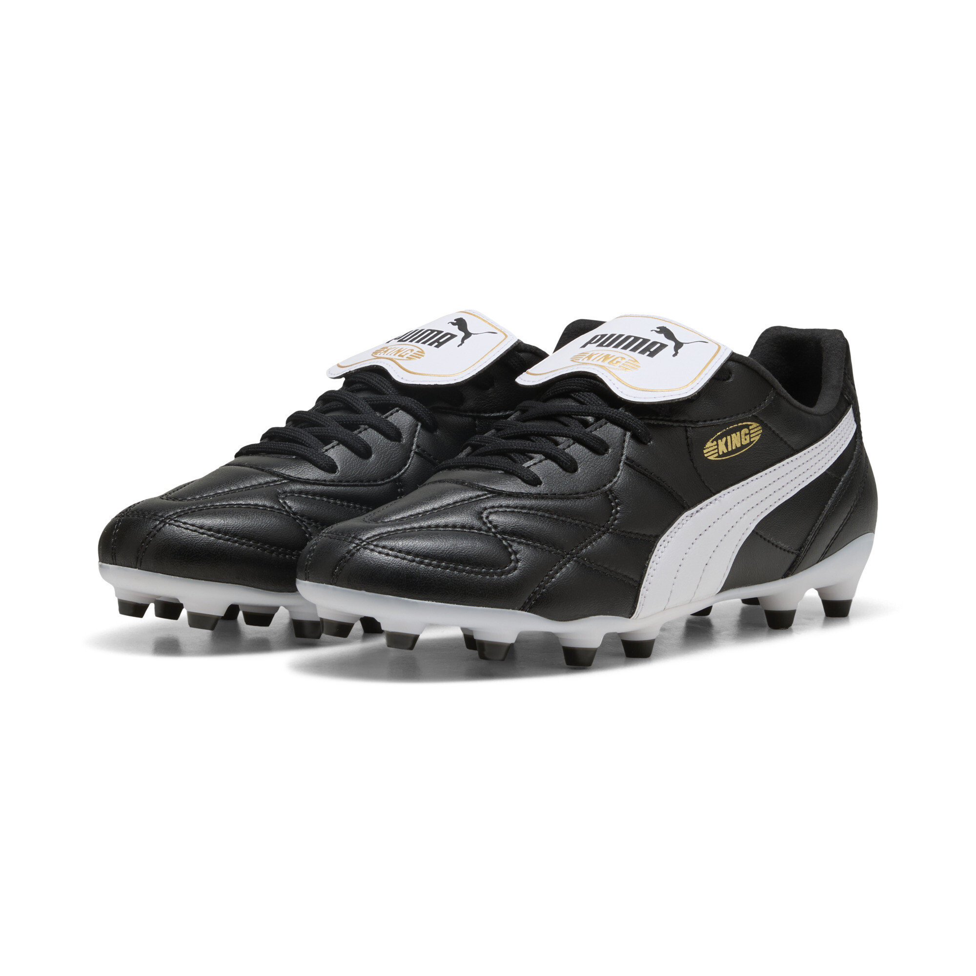 PUMA KING TOP FG/AG voetbalschoenen uniseks, Zwart/Wit/Goud, Maat 48 thumbnail 6
