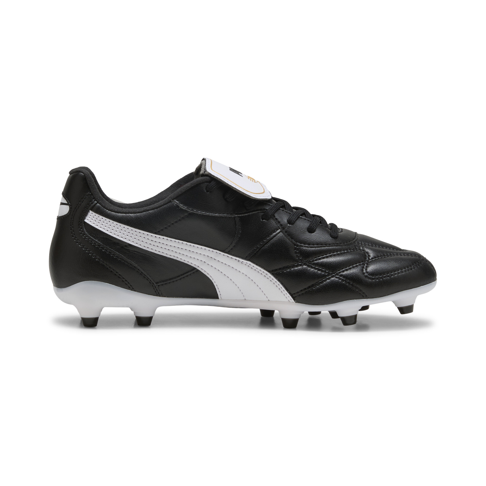 PUMA KING TOP FG/AG voetbalschoenen uniseks, Zwart/Wit/Goud, Maat 48 thumbnail 3