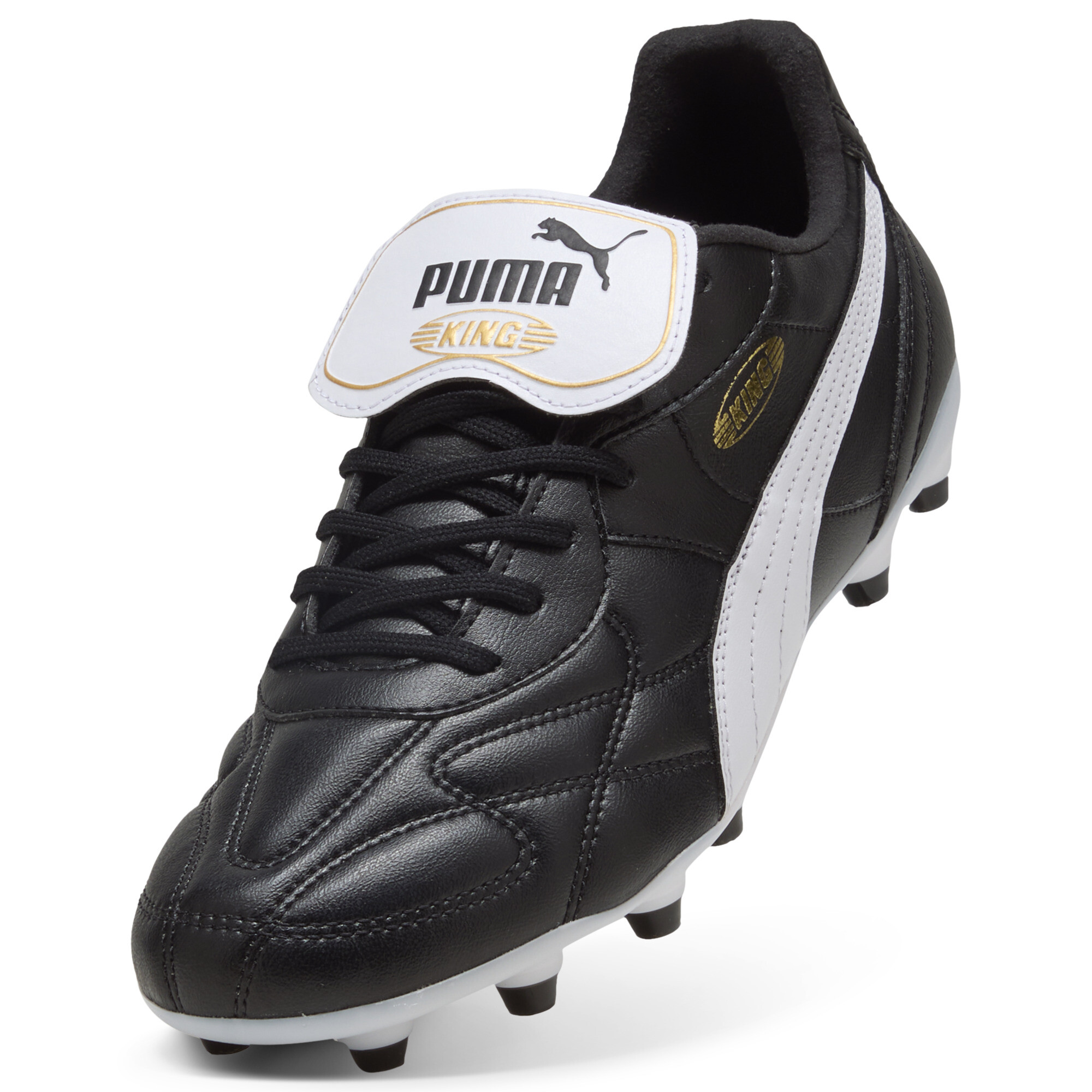 PUMA KING TOP FG/AG voetbalschoenen uniseks, Zwart/Wit/Goud, Maat 48 thumbnail 2