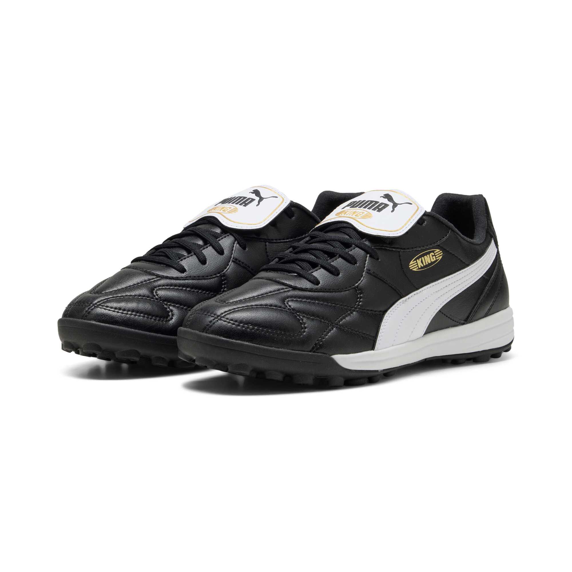 PUMA KING TOP TT voetbalschoenen uniseks, Zwart/Wit/Goud, Maat 39 thumbnail 6