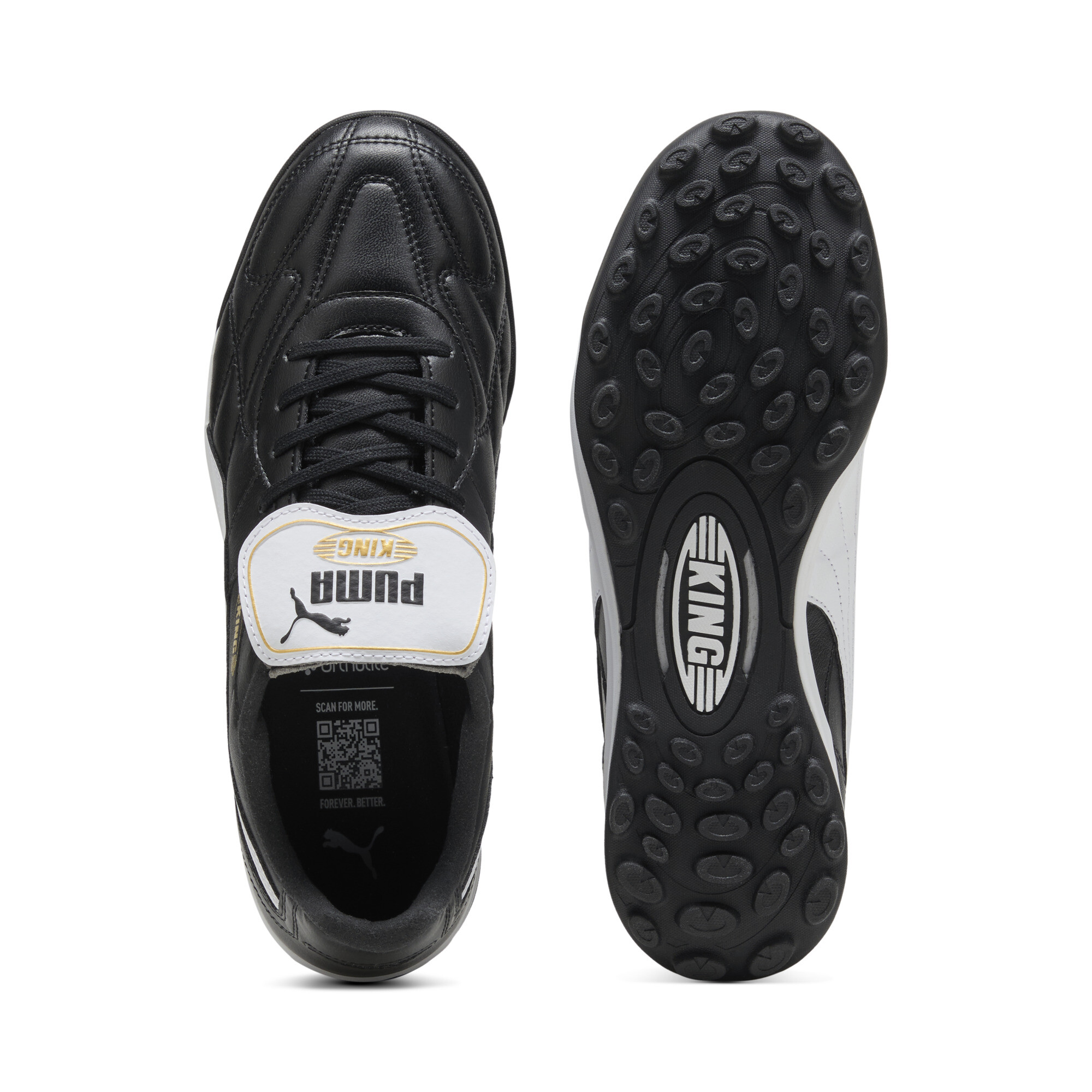 PUMA KING TOP TT voetbalschoenen uniseks, Zwart/Wit/Goud, Maat 39 thumbnail 4