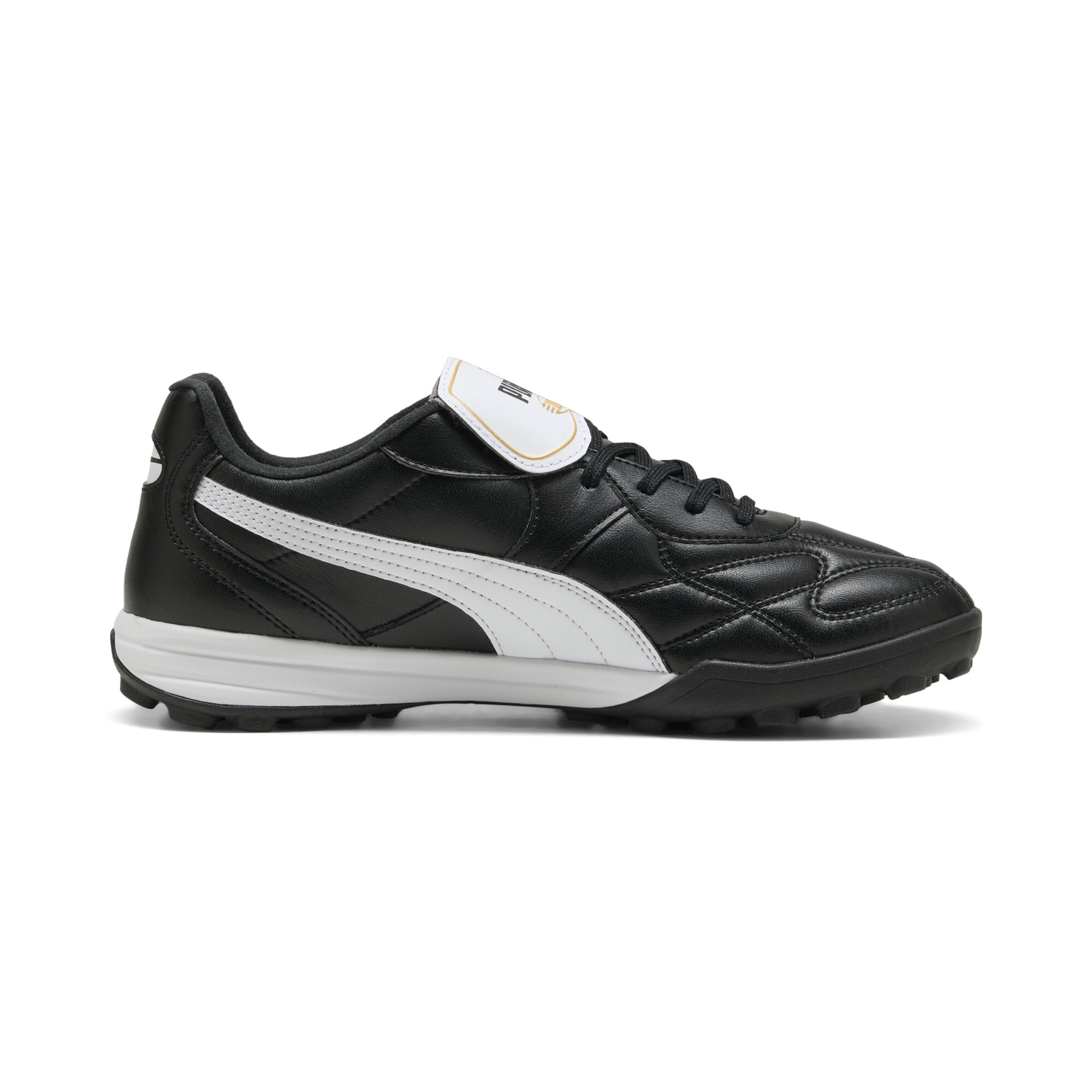PUMA KING TOP TT voetbalschoenen uniseks, Zwart/Wit/Goud, Maat 39 thumbnail 3