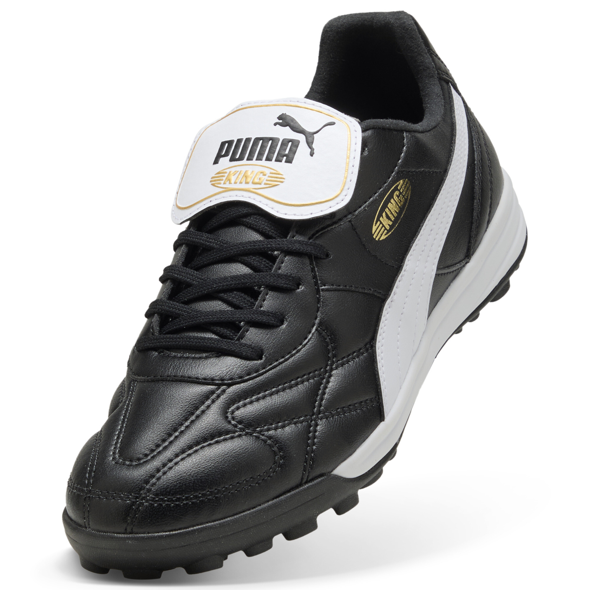 PUMA KING TOP TT voetbalschoenen uniseks, Zwart/Wit/Goud, Maat 39 thumbnail 2
