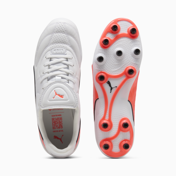KING LIGA FG/AG Football Boots Unisex, PUMA White-Glowing Red-PUMA Black, large-ZAF