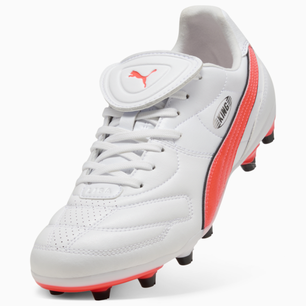KING LIGA FG/AG Football Boots Unisex, PUMA White-Glowing Red-PUMA Black, large-ZAF