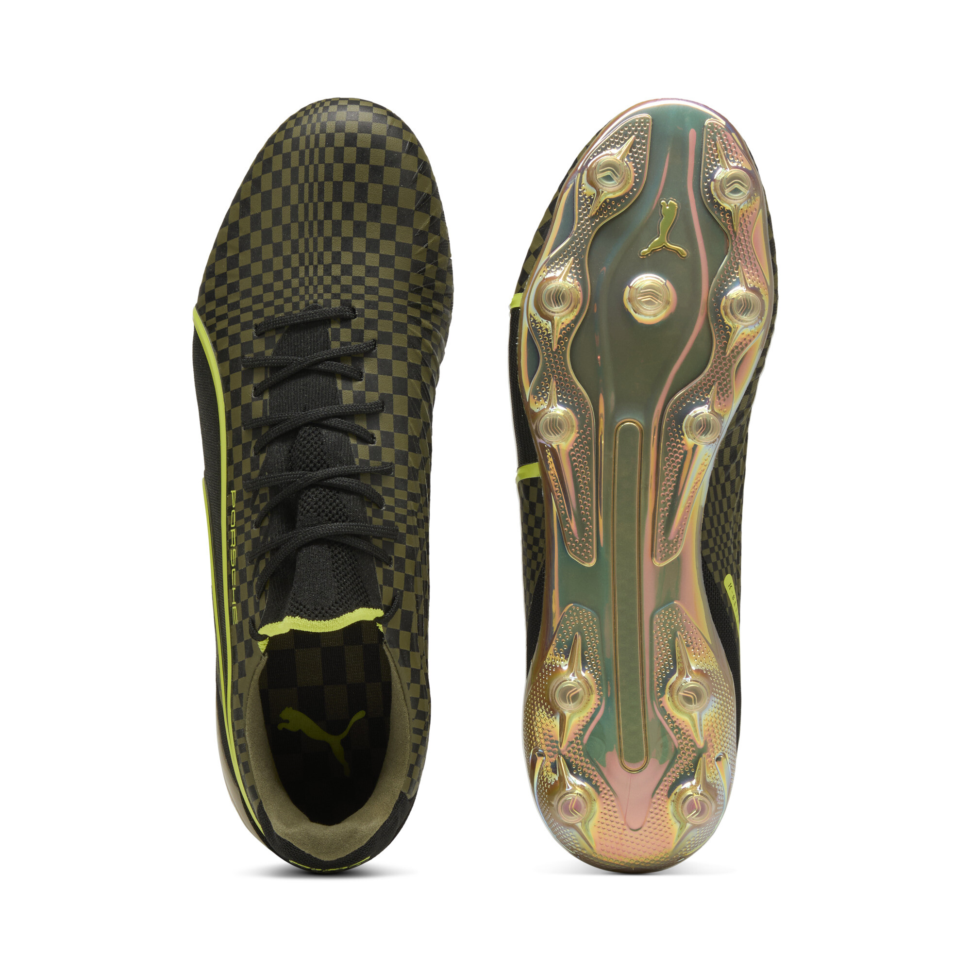 PUMA KING ULTIMATE x PORSCHE FG/AG unisex voetbalschoenen, Zwart/Goud, Maat 46 thumbnail 5