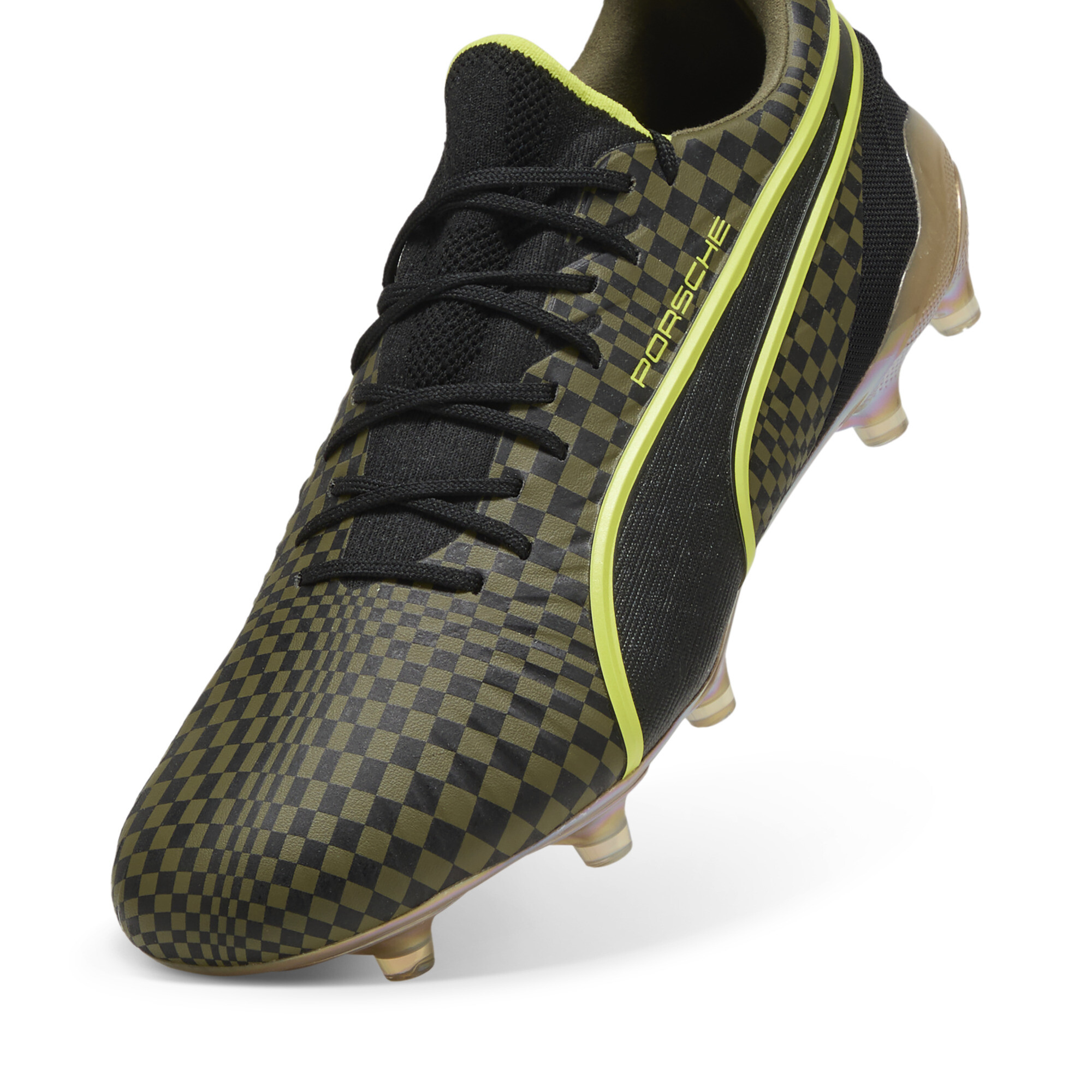 PUMA KING ULTIMATE x PORSCHE FG/AG unisex voetbalschoenen, Zwart/Goud, Maat 46 thumbnail 3