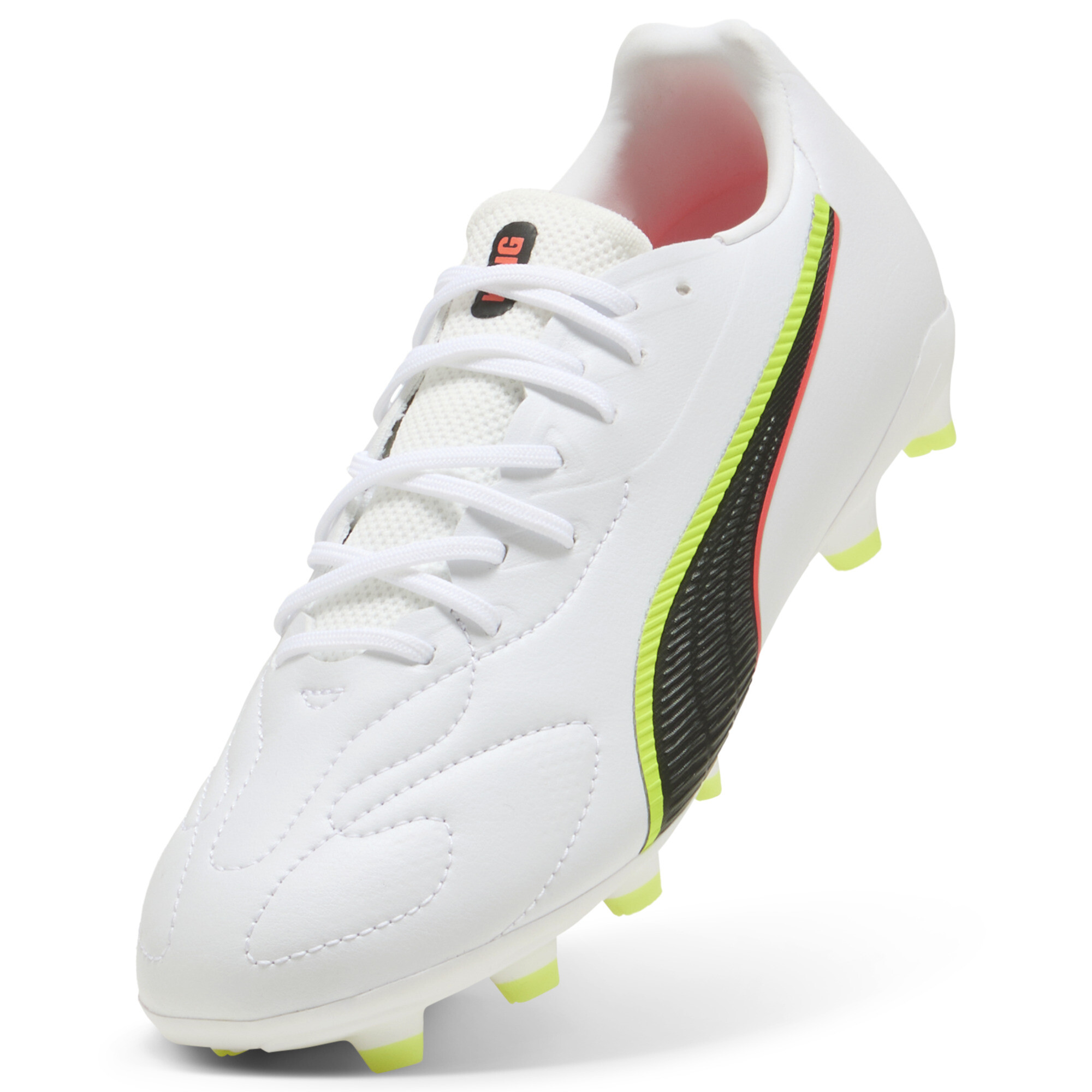 PUMA KING 20 MATCH FG/AG voetbalschoenen, Rood/Geel/Wit, Maat 31 thumbnail 2