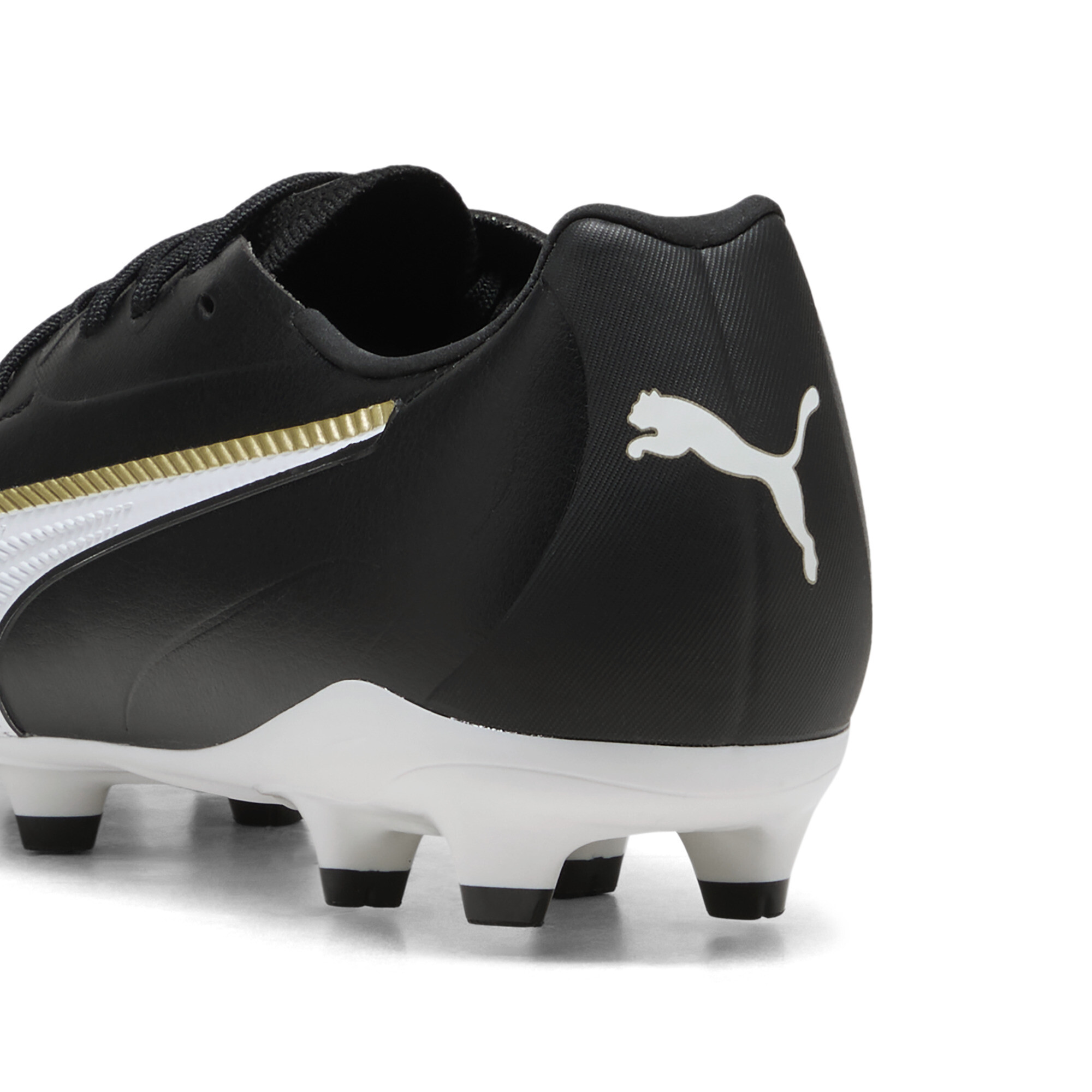PUMA KING 20 MATCH FG/AG voetbalschoenen, Zwart/Wit/Goud, Maat 35,5 thumbnail 5