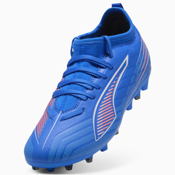 Botines de fútbol ULTRA 6 MATCH MG juveniles, Ultra Blue-PUMA White-Glowing Red, large-ARG