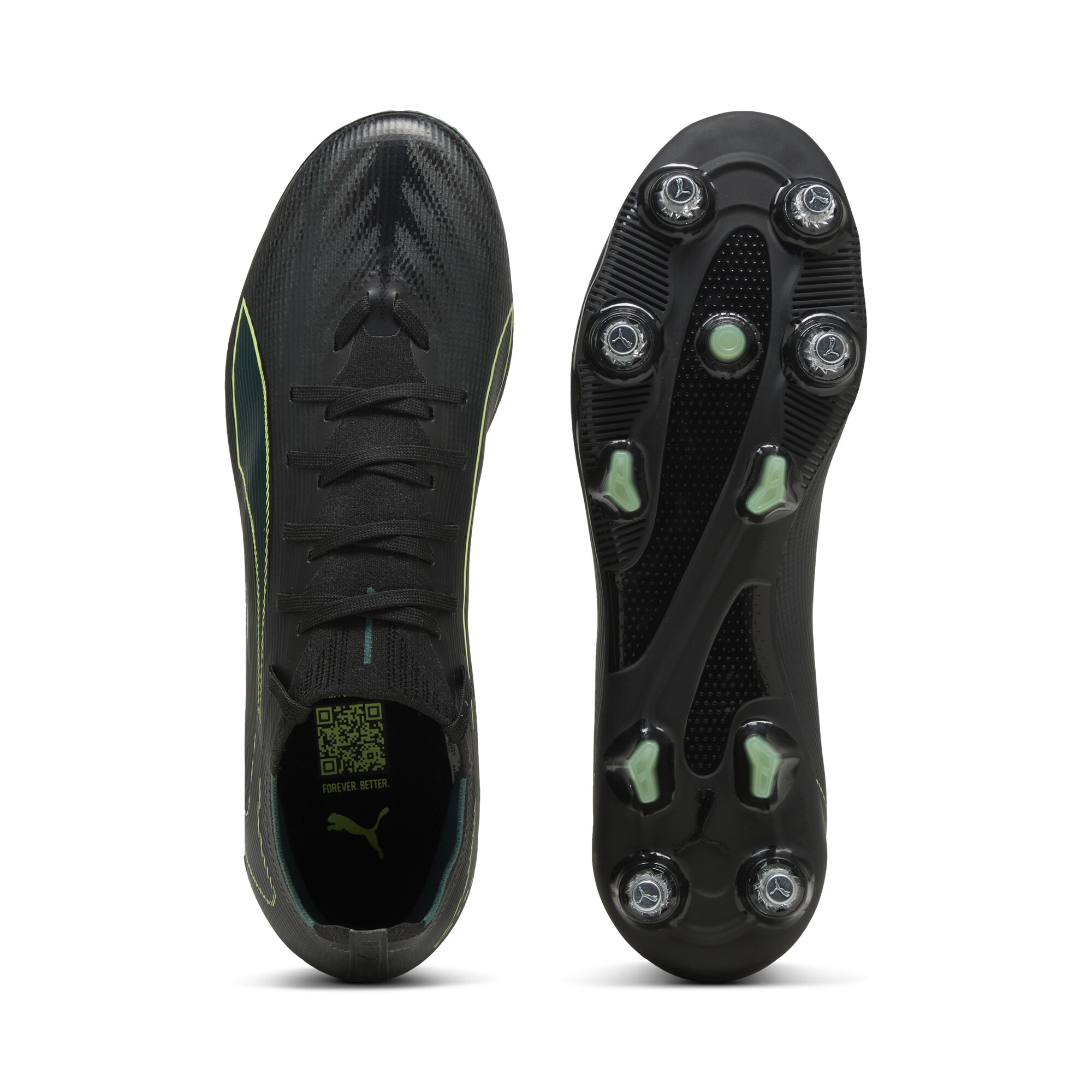 PUMA ULTRA 6 MATCH MxSG uniseks voetbalschoenen, Groen/Zwart, Maat 44 thumbnail 4
