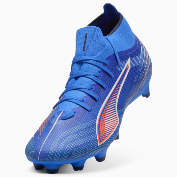 Tacos de fútbol ULTRA 6 MATCH+ FG/AG para mujer, Ultra Blue-PUMA White-Glowing Red, large-MEX