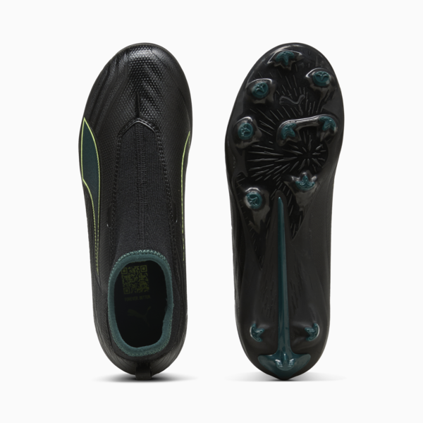 ULTRA 6 MATCH+ FG/AG Laceless Football Boots Youth, PUMA Black-Fizzy Light-Green Terrain, large-MEX