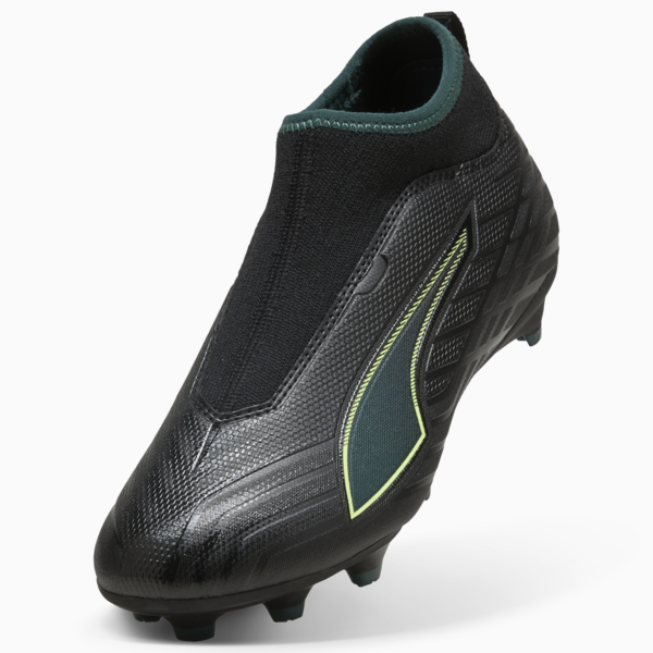 ULTRA 6 MATCH+ FG/AG Laceless Football Boots Youth, PUMA Black-Fizzy Light-Green Terrain, large-MEX