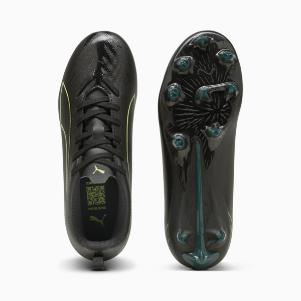 ULTRA 6 PLAY FG/AG Football Boots Youth, PUMA Black-Fizzy Light-Green Terrain, large-ZAF