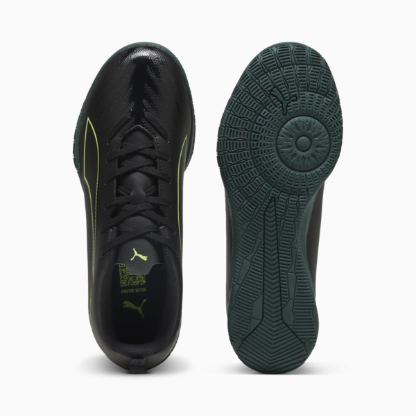 Tacos de fútbol FUTURE 6 PLAY para adolescentes, PUMA Black-Fizzy Light-Green Terrain, large-MEX