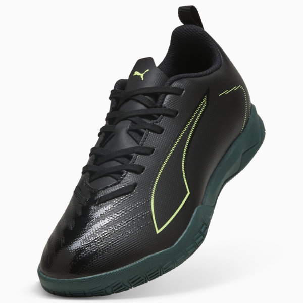 Tacos de fútbol FUTURE 6 PLAY para adolescentes, PUMA Black-Fizzy Light-Green Terrain, large-MEX