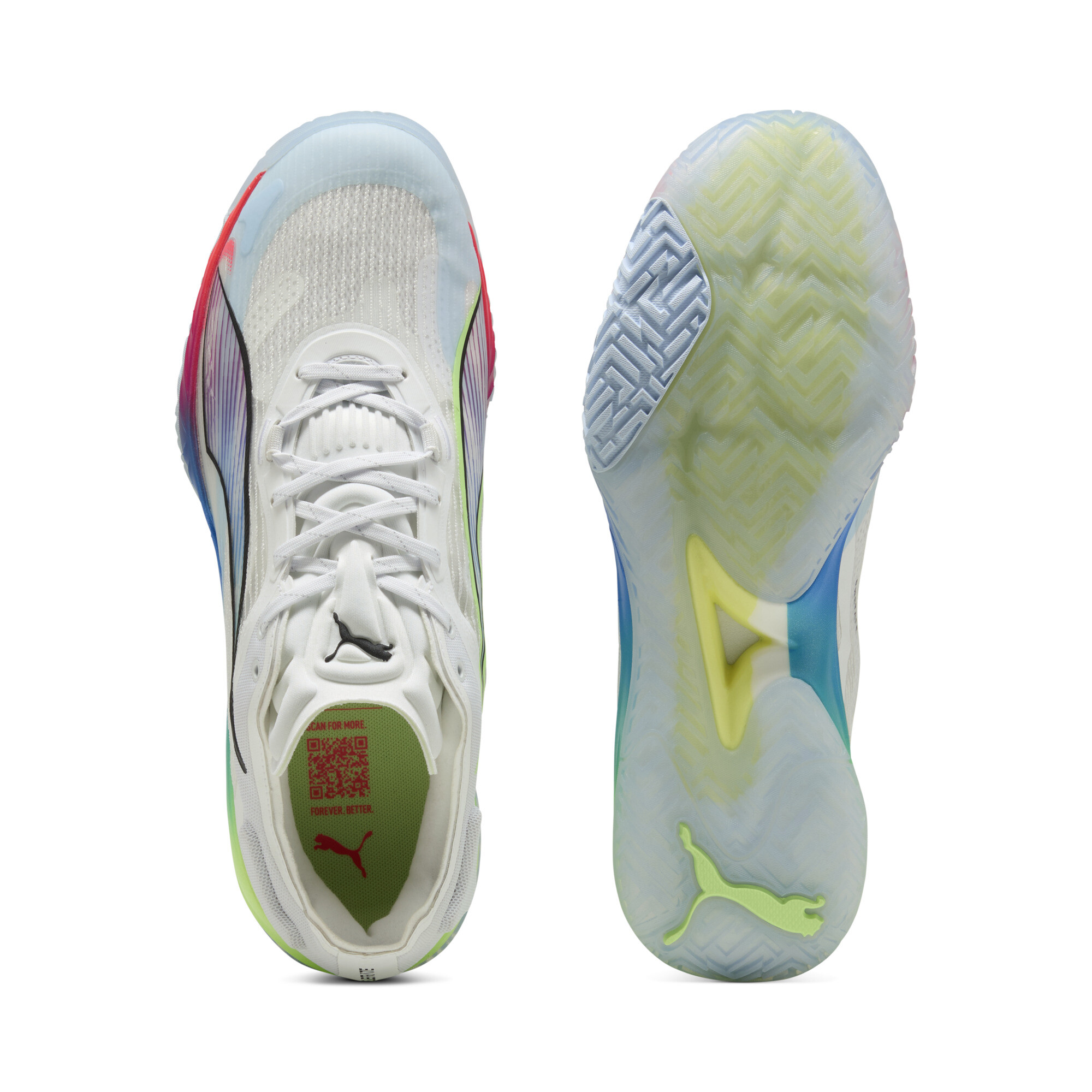 PUMA Accelerate NITROâ¢ SQD 4 ENERGY handbalschoenen uniseks, Groen/Zwart/Wit, Maat 46 thumbnail 4