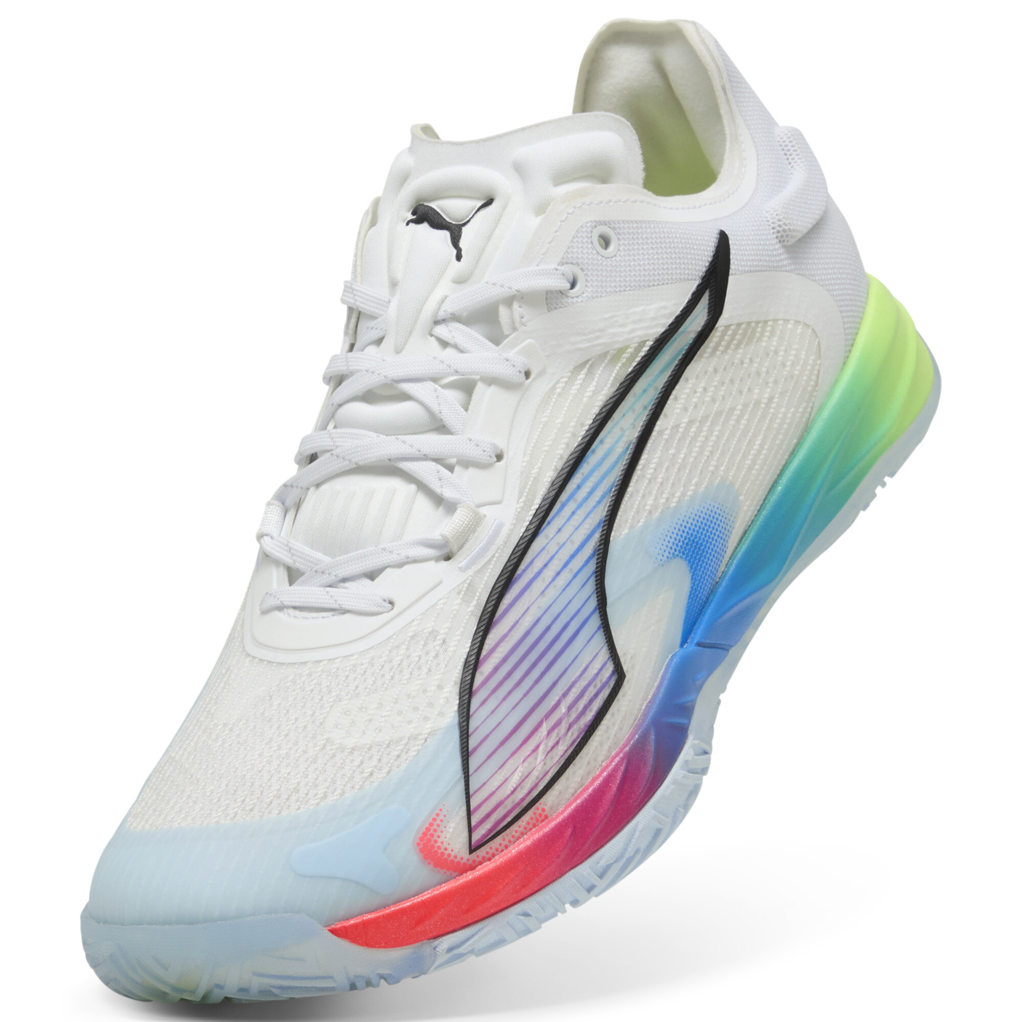 PUMA Accelerate NITROâ¢ SQD 4 ENERGY handbalschoenen uniseks, Groen/Zwart/Wit, Maat 46 thumbnail 2