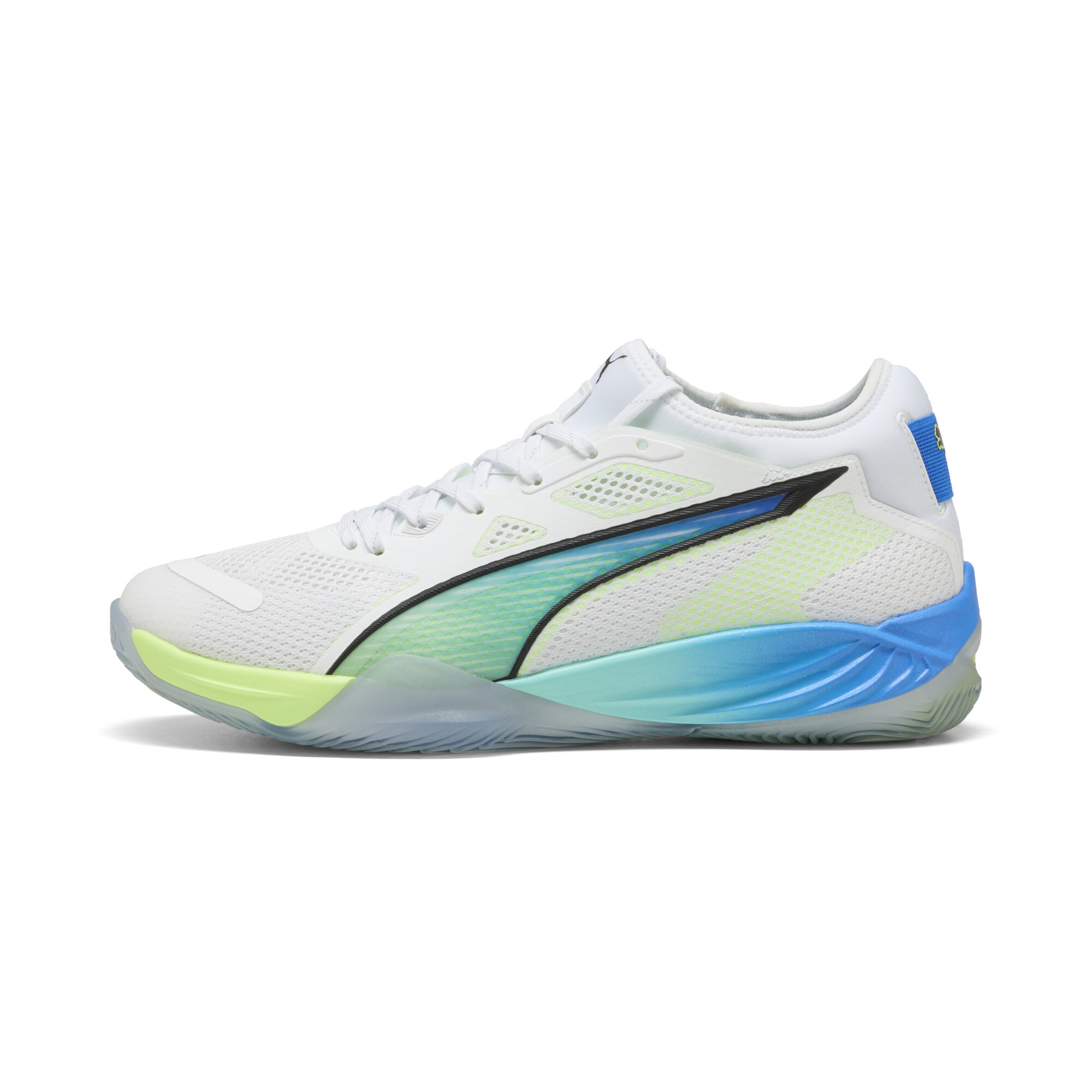 PUMA Eliminate NITROâ¢ SQD 4 ENERGY handbalschoenen uniseks, Groen/Zwart/Wit, Maat 39