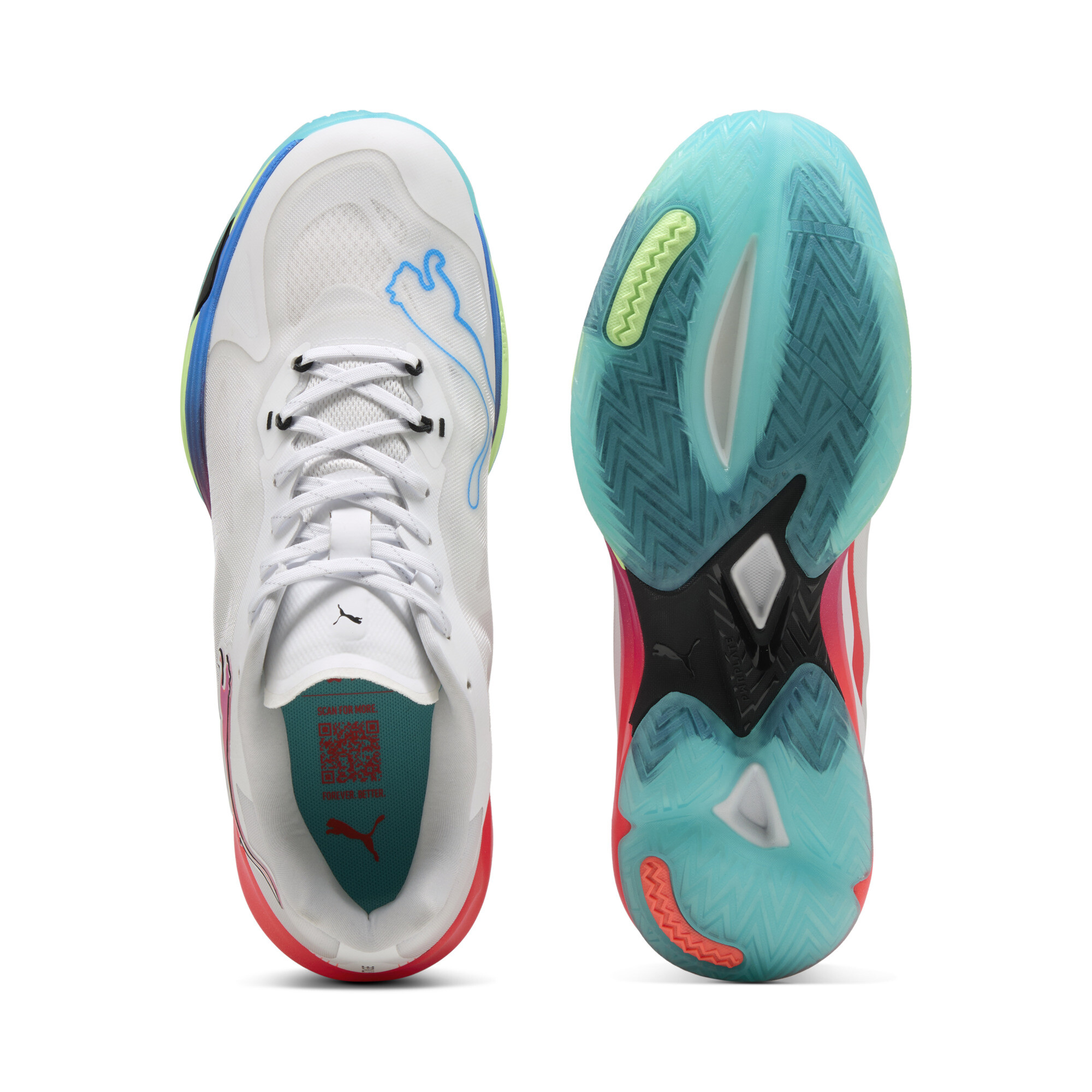 PUMA Vantage NITROâ¢ ENERGY handbalschoenen uniseks, Groen/Zwart/Wit, Maat 43 thumbnail 4
