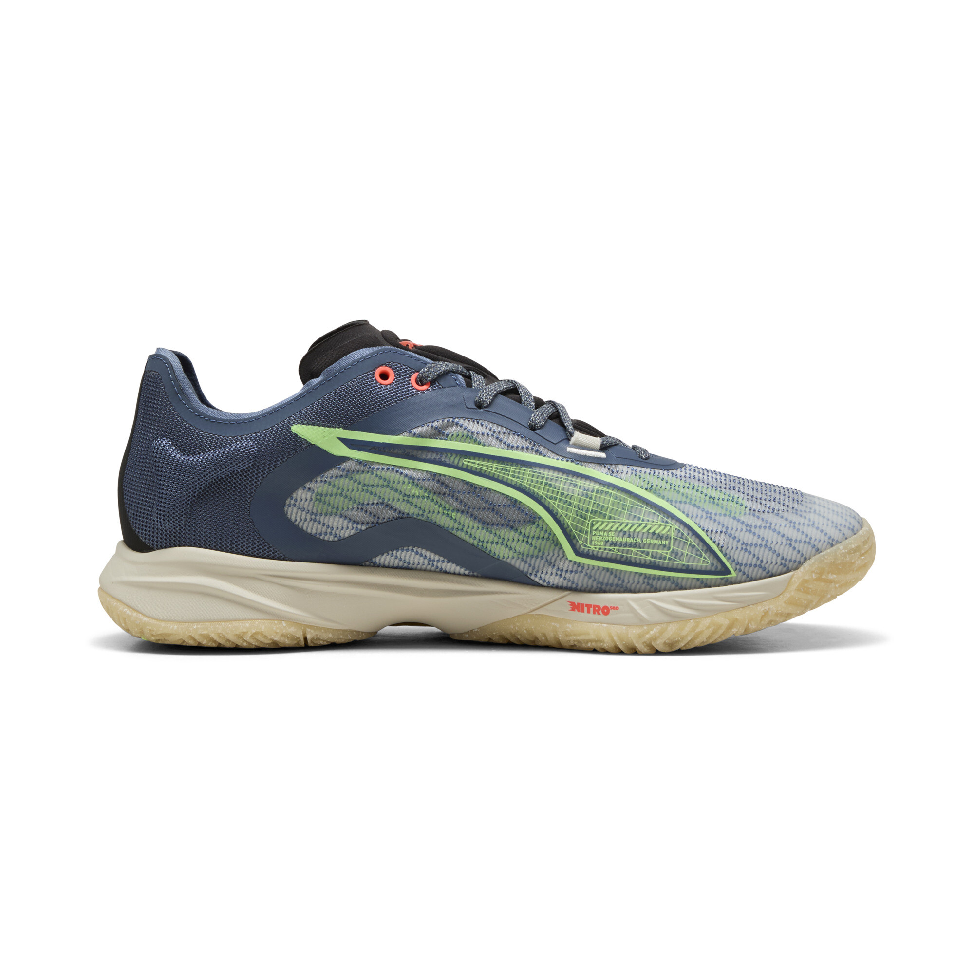 PUMA Accelerate NITROâ¢ SQD 4 FOREVER.BETTER. Handbalschoenen Uniseks, Blauw/Zwart/Grijs, Maat 45 thumbnail 3
