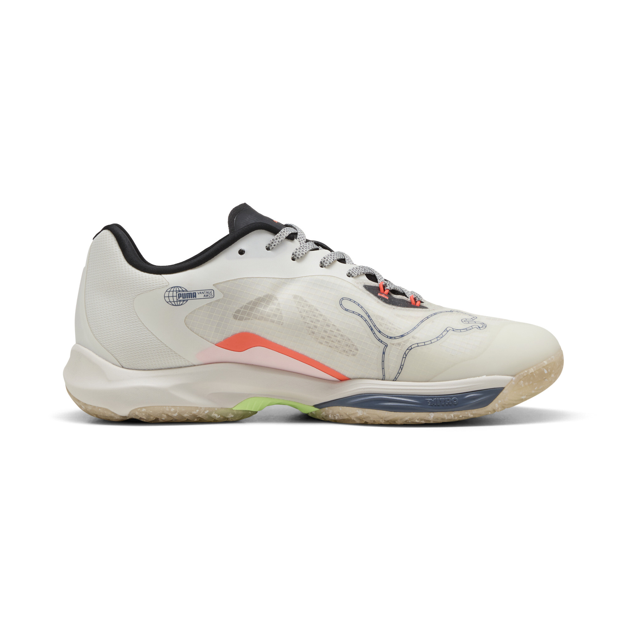 PUMA Vantage NITROâ¢ FOREVER. BETTER. Handbalschoenen Uniseks, Blauw/Groen/Grijs, Maat 47 thumbnail 3