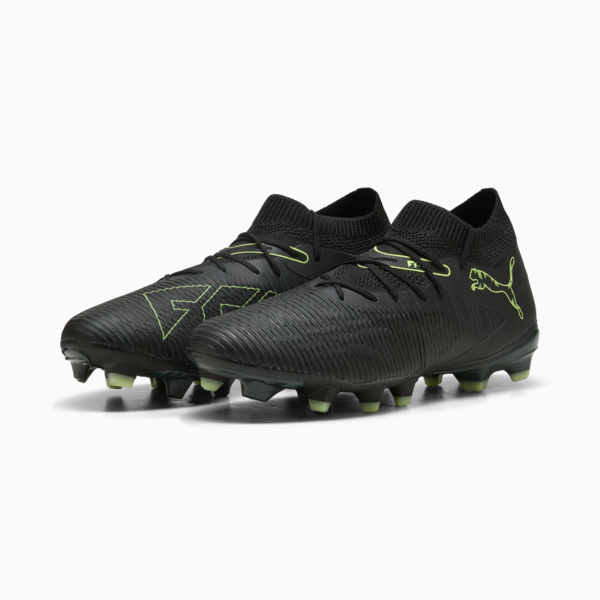 Tacos de fútbol FUTURE 8 MATCH FG/AG para mujer, PUMA Black-Fizzy Light-Green Terrain, large-MEX