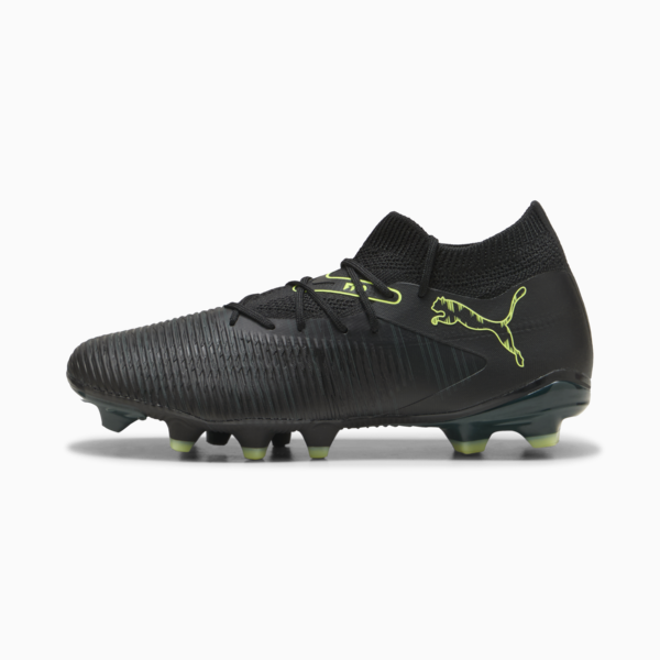 Tacos de fútbol FUTURE 8 MATCH FG/AG para mujer, PUMA Black-Fizzy Light-Green Terrain, large-MEX