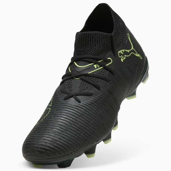 Tacos de fútbol FUTURE 8 MATCH FG/AG para mujer, PUMA Black-Fizzy Light-Green Terrain, large-MEX