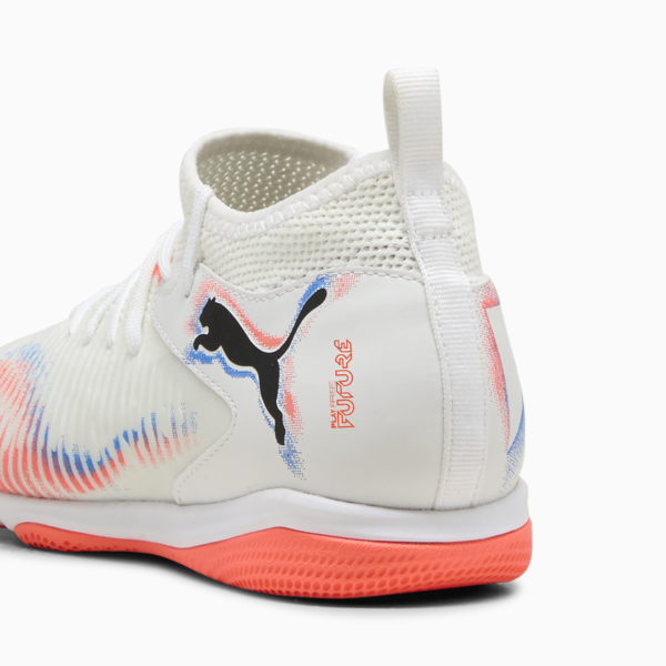 Tacos de fútbol FUTURE 8 MATCH Mid para adolescentes, PUMA White-PUMA Black-Glowing Red, large-MEX