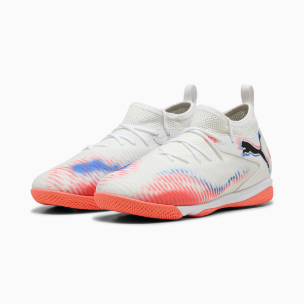 Tacos de fútbol FUTURE 8 MATCH Mid para adolescentes, PUMA White-PUMA Black-Glowing Red, large-MEX