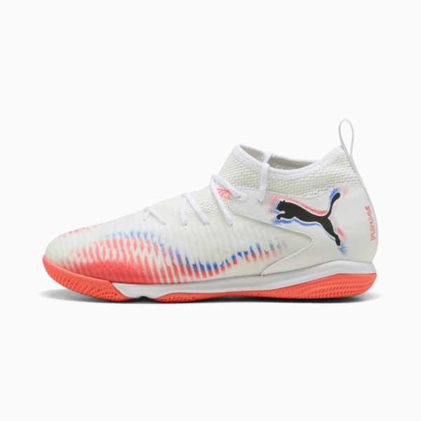 Tacos de fútbol FUTURE 8 MATCH Mid para adolescentes, PUMA White-PUMA Black-Glowing Red, large-MEX