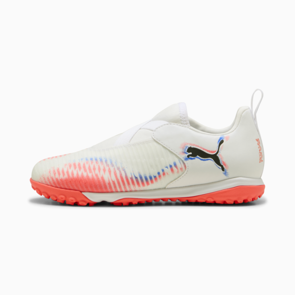 Tacos de fútbol FUTURE 8 MATCH TT Laceless Mid para adolescentes, PUMA White-PUMA Black-Glowing Red, large-MEX