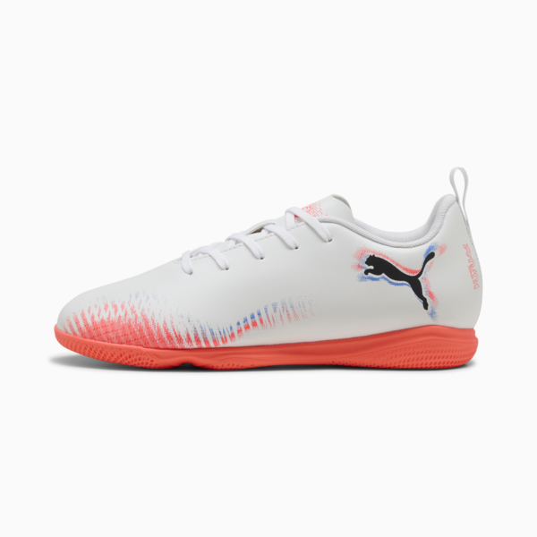 Botines de futsal FUTURE 8 PLAY juvenil, PUMA White-PUMA Black-Glowing Red, large-ARG