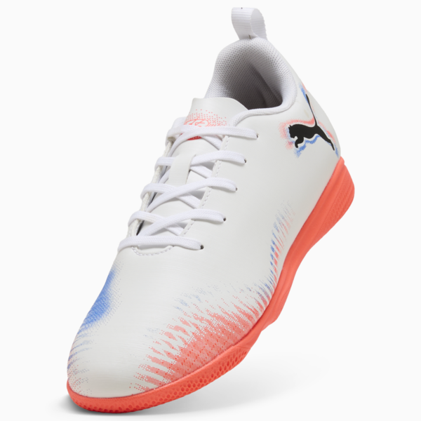 Botines de futsal FUTURE 8 PLAY juvenil, PUMA White-PUMA Black-Glowing Red, large-ARG
