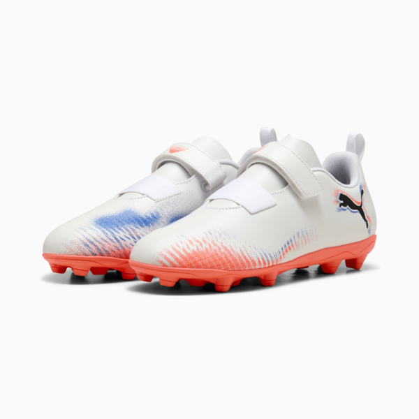 Tacos de fútbol FUTURE 8 PLAY FG/AG para niños, PUMA White-PUMA Black-Glowing Red, large-MEX