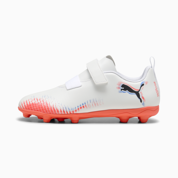 Tacos de fútbol FUTURE 8 PLAY FG/AG para niños, PUMA White-PUMA Black-Glowing Red, large-MEX