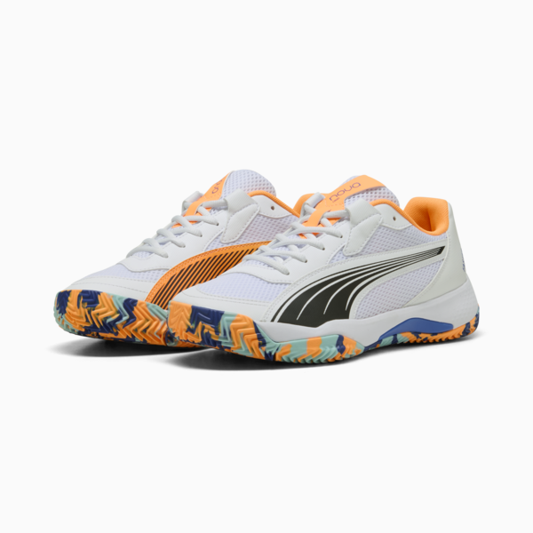 Zapatillas de pádel NOVA COURT para adultos, PUMA White-PUMA Black-Vivid Blue-Heat Fire, large-ARG