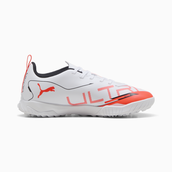 Botines de fútbol ULTRA 5 PLAY TT juvenil, PUMA White-PUMA Black-Glowing Red, large-ARG