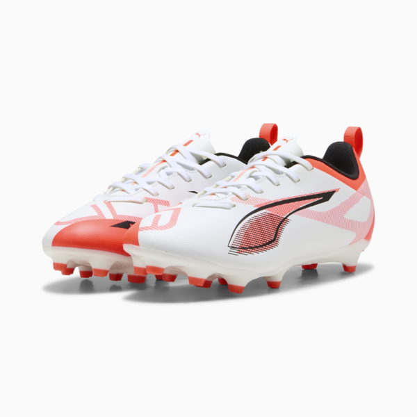 Botines de fútbol ULTRA 5 PLAY FG/AG juvenil, PUMA White-PUMA Black-Glowing Red, large-ARG