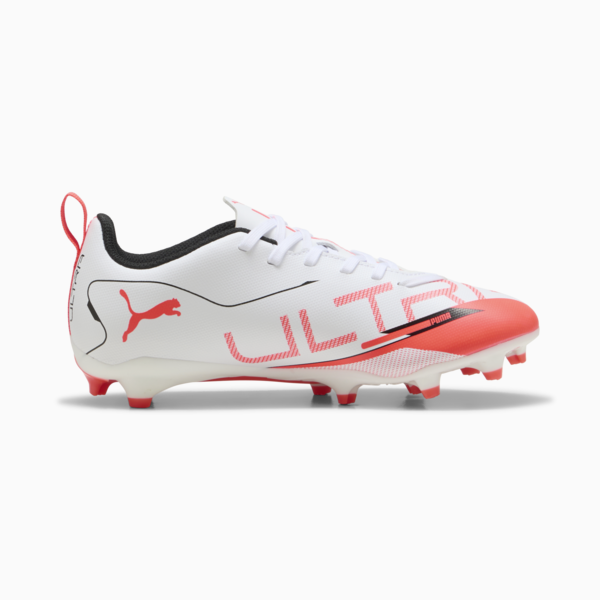 Botines de fútbol ULTRA 5 PLAY FG/AG juvenil, PUMA White-PUMA Black-Glowing Red, large-ARG